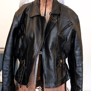 Black Leather Moto Jacket - Women